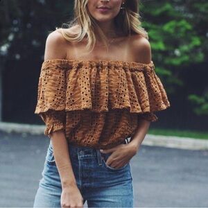 Free People "That Girl" Off the Shoulder Top in Amberglow